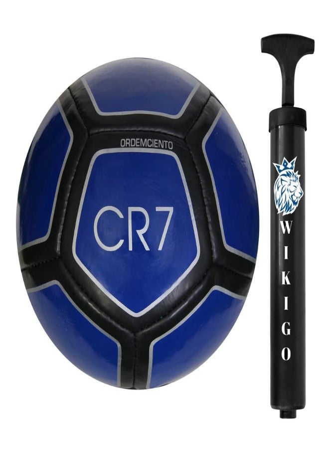 WIKIGO Combo Blue CR-7 Football with Air Pump | Water Resistant | Football for Training & Match Practice Outdoor Soccer Ball | Size 5 - Image 1