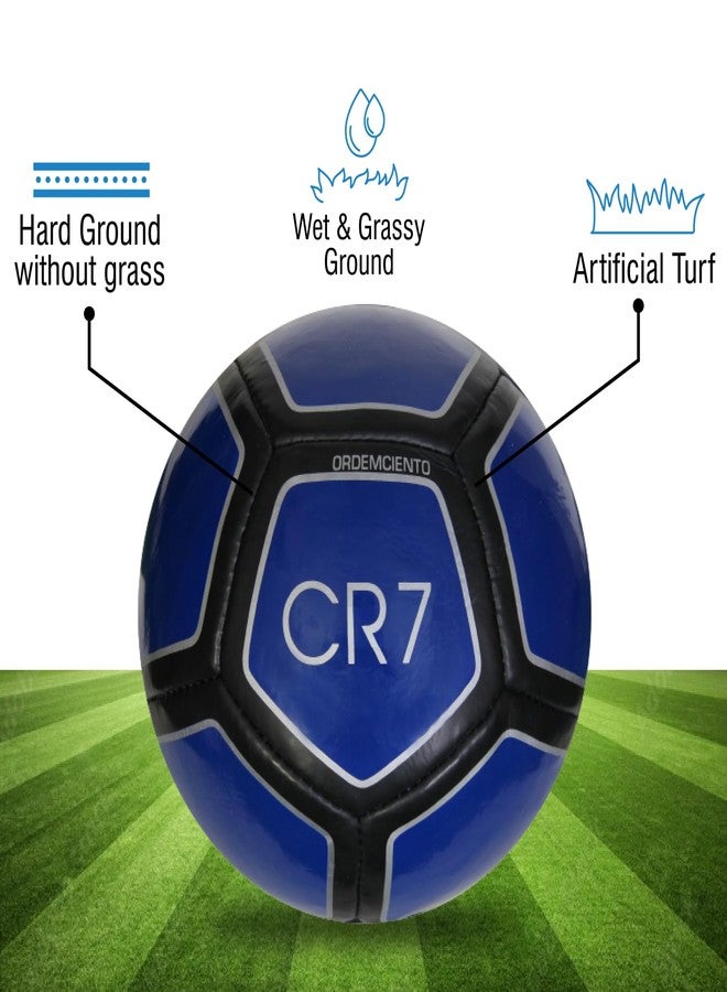 WIKIGO Combo Blue CR-7 Football with Air Pump | Water Resistant | Football for Training & Match Practice Outdoor Soccer Ball | Size 5 - Image 3