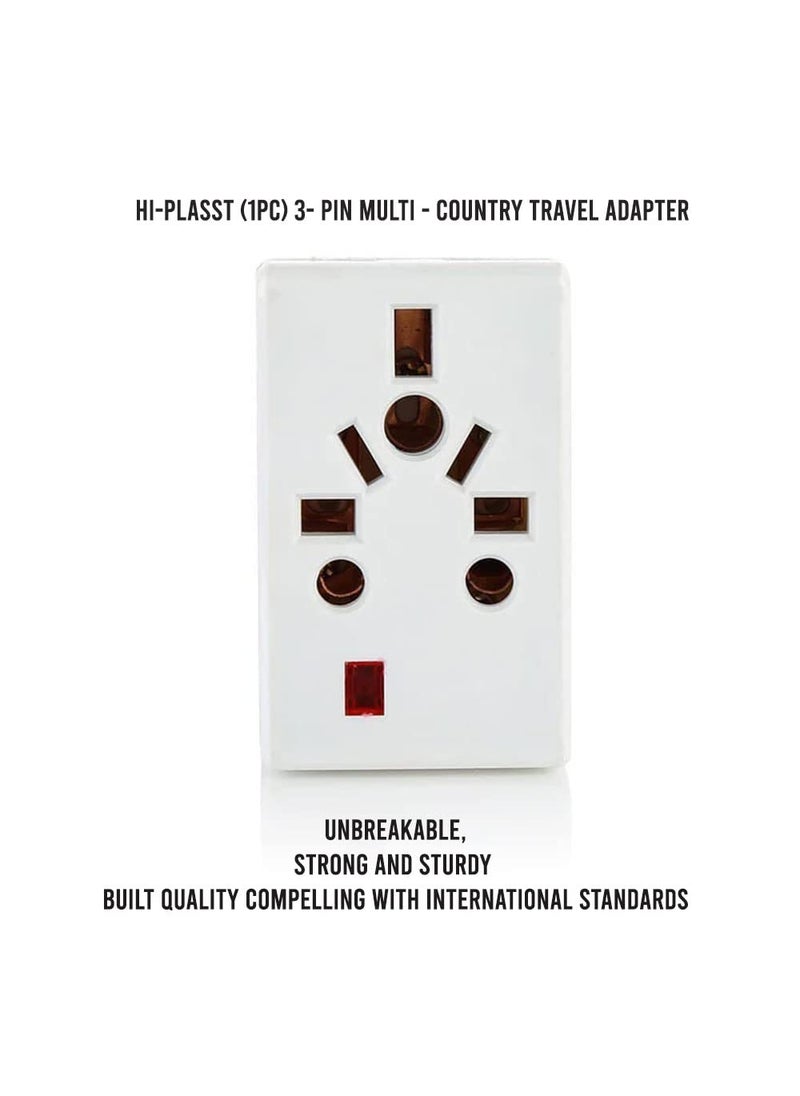 HI PLASST PINS N PLUGS HiPlasst Universal MultiCountry Travel Adapter TypeD Plug for Indian Socket for Imported Devices Compatible with Plugs of US UK EU and 150 Countries Builtin Fuse LED Indicator Pack of 1  - Image 3