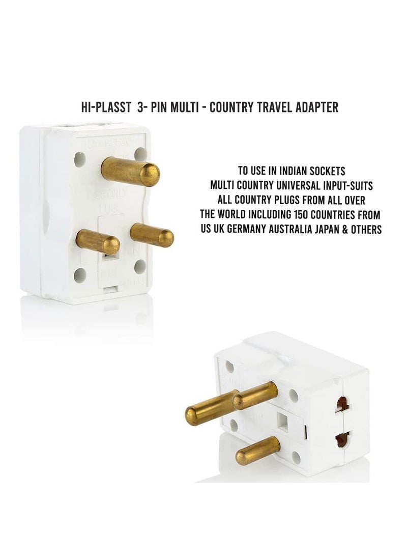 HI PLASST PINS N PLUGS HiPlasst Universal MultiCountry Travel Adapter TypeD Plug for Indian Socket for Imported Devices Compatible with Plugs of US UK EU and 150 Countries Builtin Fuse LED Indicator Pack of 1  - Image 4
