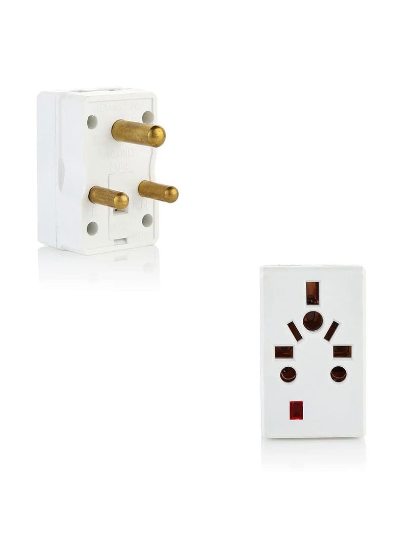 HI PLASST PINS N PLUGS HiPlasst Universal MultiCountry Travel Adapter TypeD Plug for Indian Socket for Imported Devices Compatible with Plugs of US UK EU and 150 Countries Builtin Fuse LED Indicator Pack of 1  - Image 1