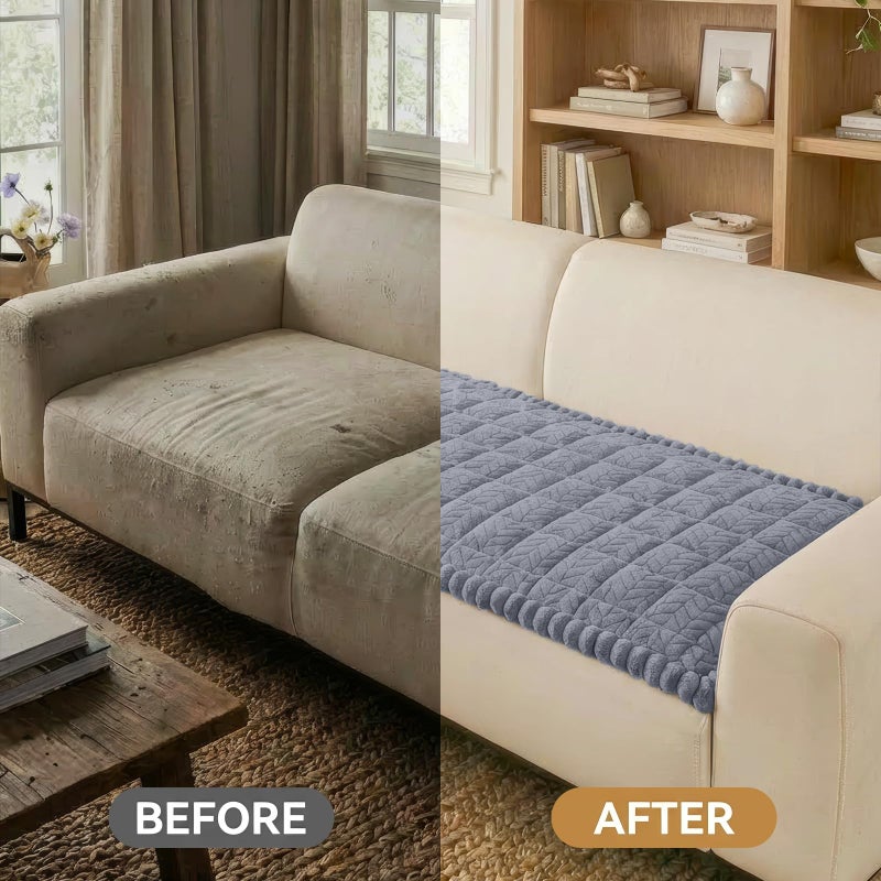 Smiry Non Slip Couch Covers for Dogs, Fuzzy Pet Couch Covers for 3 Cushion Sofa Pet Friendly, Soft Sofa Slipcovers Cushion Furniture Protector Washable (Grey, 27.6" x 82.7") - Image 5