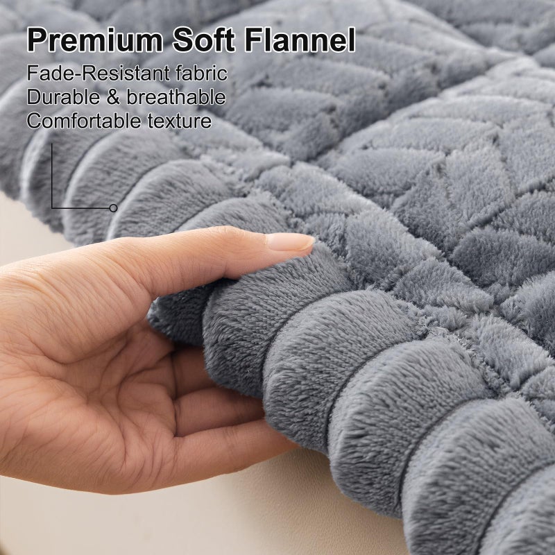 Smiry Non Slip Couch Covers for Dogs, Fuzzy Pet Couch Covers for 3 Cushion Sofa Pet Friendly, Soft Sofa Slipcovers Cushion Furniture Protector Washable (Grey, 27.6" x 82.7") - Image 4