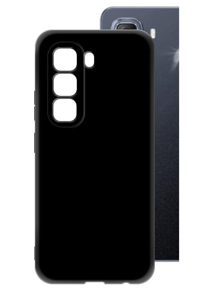 Infinix Hot 50 Pro Case Cover Rubberised Matte Soft Silicone TPU with Camera Protection Flexible Back Case Cover for Infinix Hot 50 Pro 2024 Black 