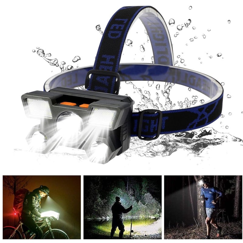 Care4 5 LED Headlamp USB Rechargeable Head Light 501 LED Headlamp (Black) - Image 2
