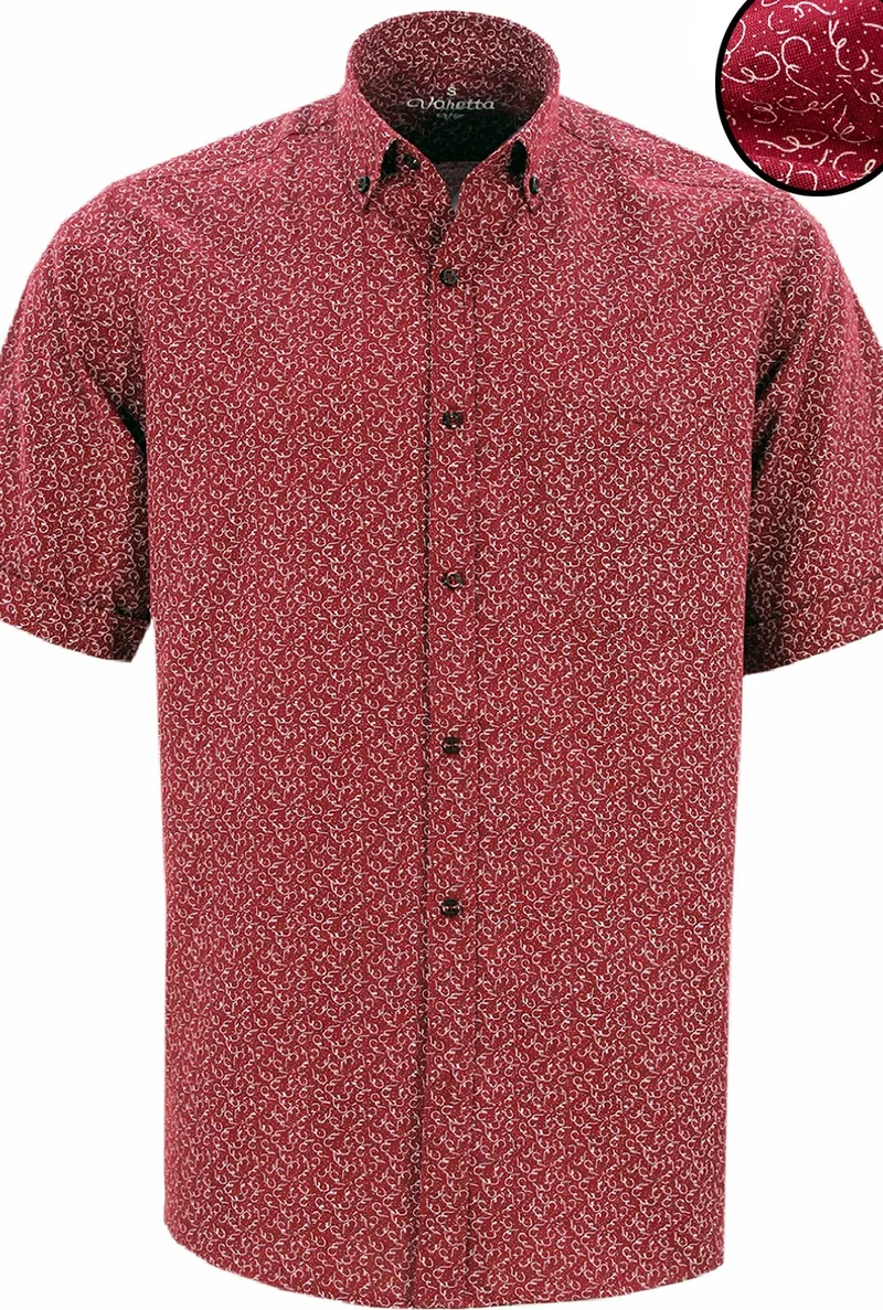 فاريتا Men's Burgundy Short Sleeve Shirt