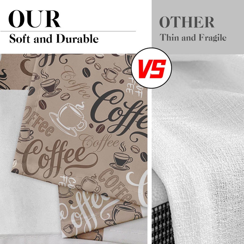 Tayney Coffee Kitchen Window Curtains Valance and Tier Set 36 Inch, Brown Farmhouse Rod Pocket Short Tier Curtain, Retro Vintage Small Cafe Drapes for Kitchen Decor - Image 4