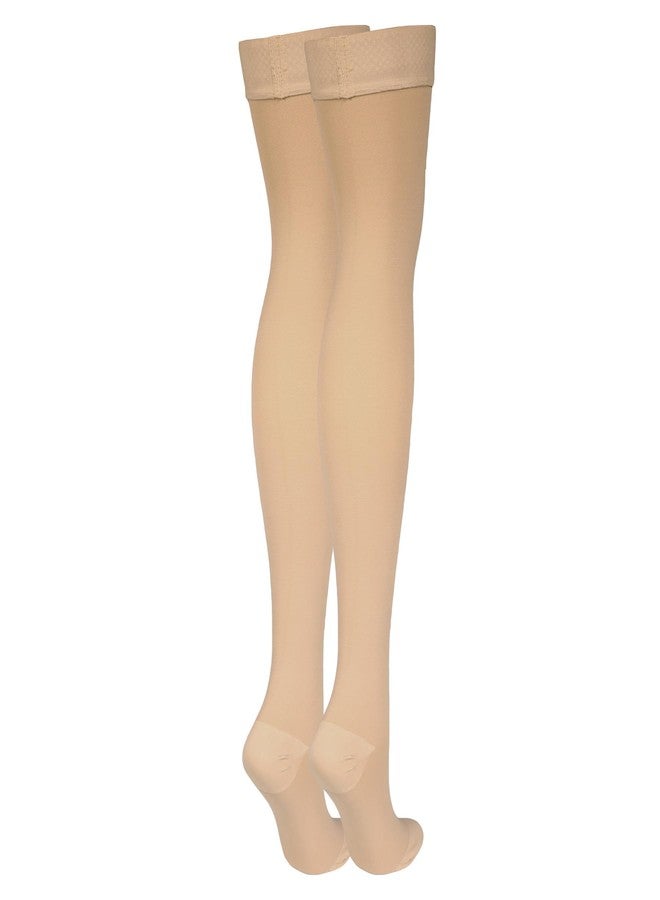 NuVein Medical Compression Stockings, 30-40 mmHg Support, Women & Men Thigh Length Hose, Closed Toe, Beige, Large - Image 5