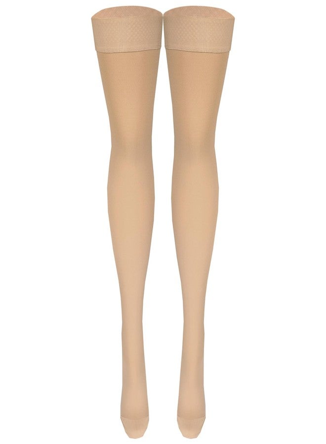 NuVein Medical Compression Stockings, 30-40 mmHg Support, Women & Men Thigh Length Hose, Closed Toe, Beige, Large - Image 3