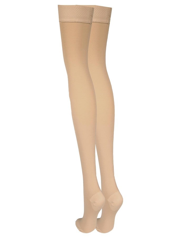 NuVein Medical Compression Stockings, 30-40 mmHg Support, Women & Men Thigh Length Hose, Closed Toe, Beige, Large - Image 4