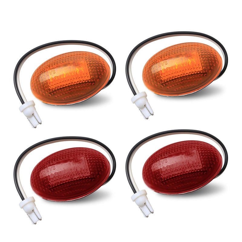 HERCOO LED Dually Bed Fender Side Marker Lights Front Rear Lamps Compatible with Ford 19992010 F350 F450 F550 Super Duty Amber  Red