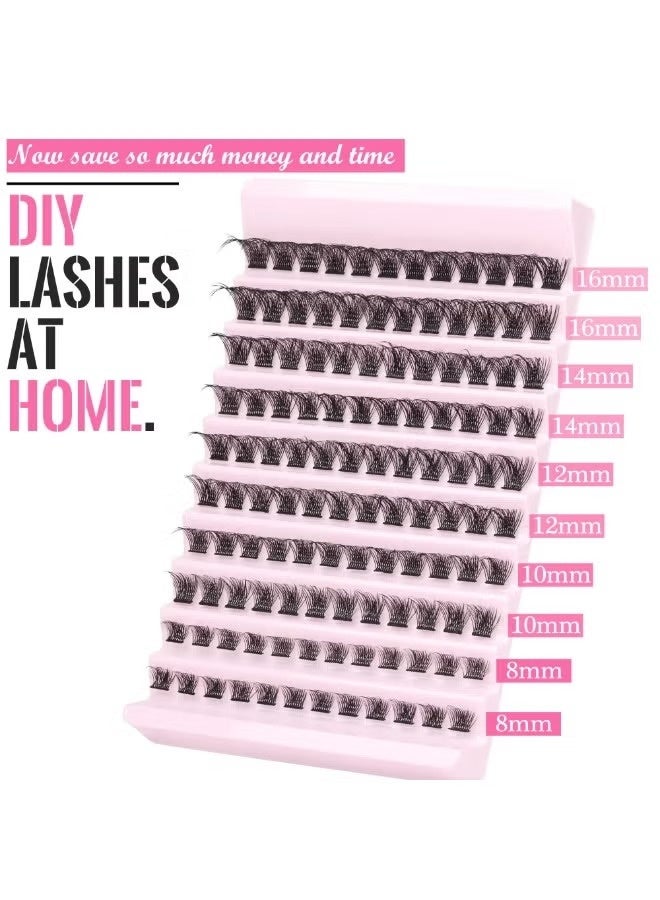 120pcs Lash Clusters Kit Wispy Individual Lashes Extensions Natural Look Lashes D Curl Fluffy Cluster Lashes DIY Eyelash Extension, Black, 8mm-16mm Comfortable Wear, Reusable - Image 3