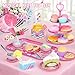 PRE-WORLD Tea Party Set for Toddles 35PREWORLD Musical Kids Tea Set for Little Girls with DessertCookiesDoughnutCakeCake StandTablecloth Carrying CaseKitchen Pretend Play Toys for Girls Boys Age 36 - Image 4