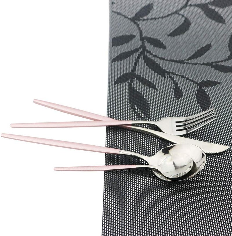JASHII Pink Silver Silverware Set JASHII 20Piece Stainless Steel Satin Finish Flatware Set Kitchen Utensil Set Mirror Polished Tableware Cutlery Set for Home and Restaurant Dishwasher Safe - Image 4