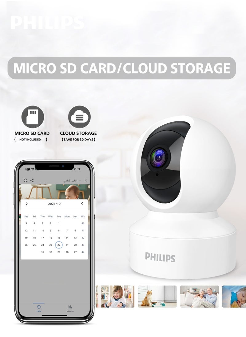 Philips - Philips Security Camera 1080P WiFi Indoor and Outdoor Home Camera Baby Elderly Monitor Surveillance Camera Motion Detection Remote Alarm Smart Tracking Two-Way Audio Night Vision App - Image 1