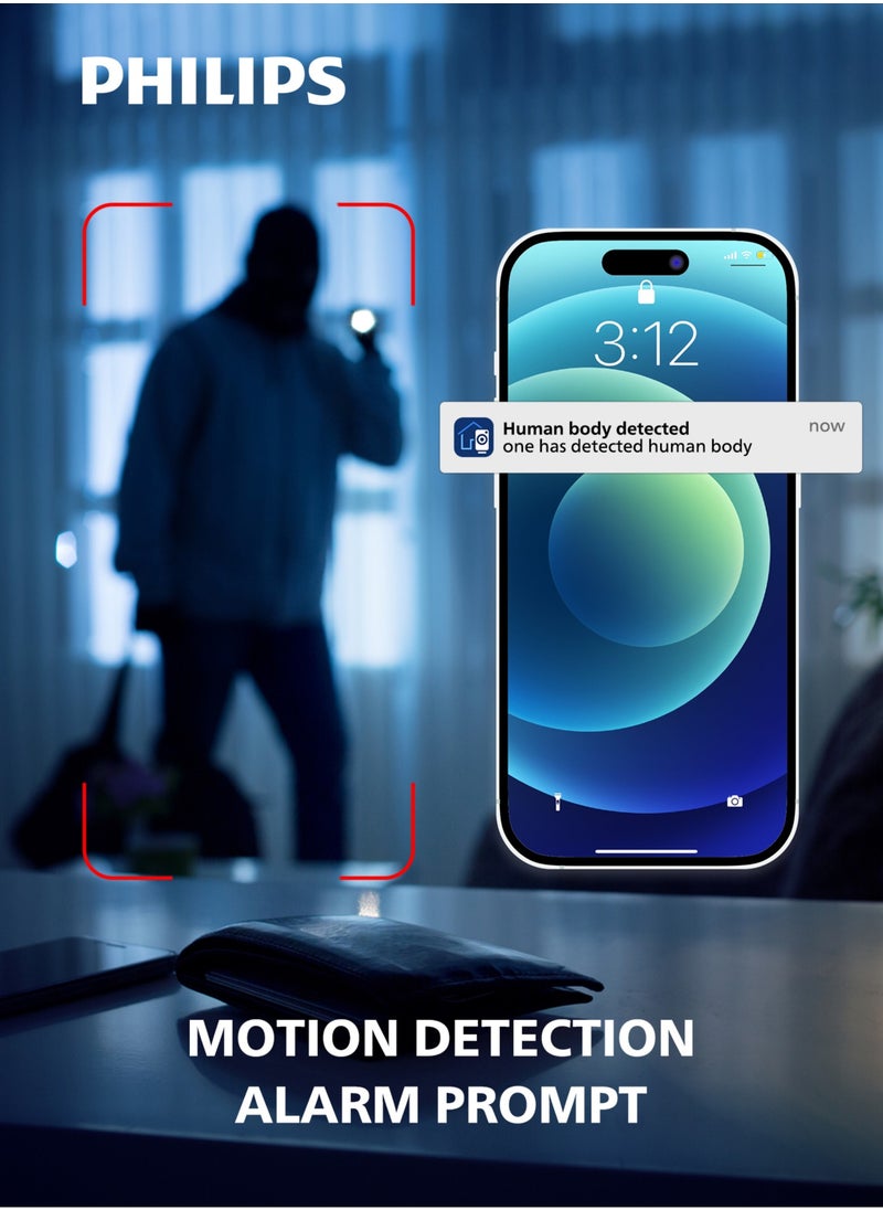 Philips - Philips Security Camera 1080P WiFi Indoor and Outdoor Home Camera Baby Elderly Monitor Surveillance Camera Motion Detection Remote Alarm Smart Tracking Two-Way Audio Night Vision App - Image 1