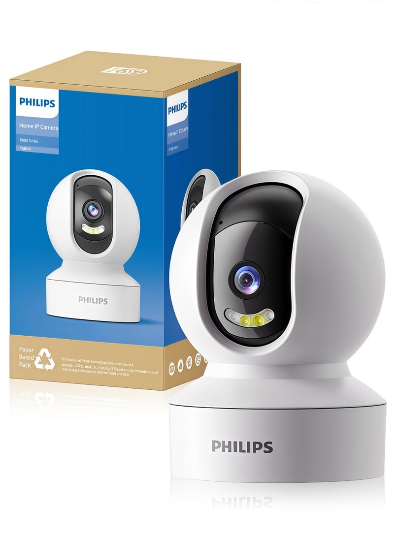 Philips 360° Smart Security Camera, 1080P WiFi Indoor/Outdoor Surveillance, Motion Detection, Privacy Mode, Smart Tracking, Two-Way Audio, Night Vision, Supports Up to 128GB SD Card, Remote Alerts for Home/Baby/Elder Monitoring - Image 1