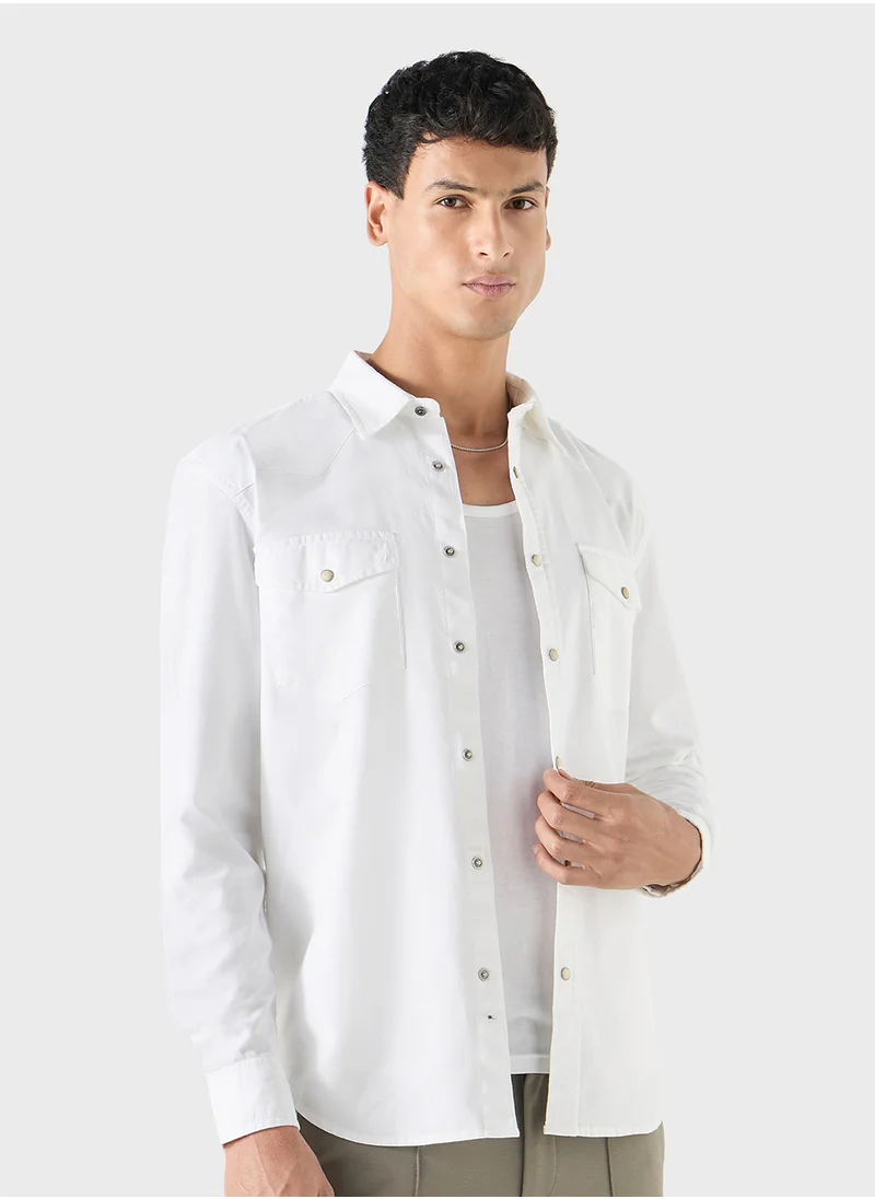 ايكونيك Iconic Regular Fit Solid Shirt with Long Sleeves
