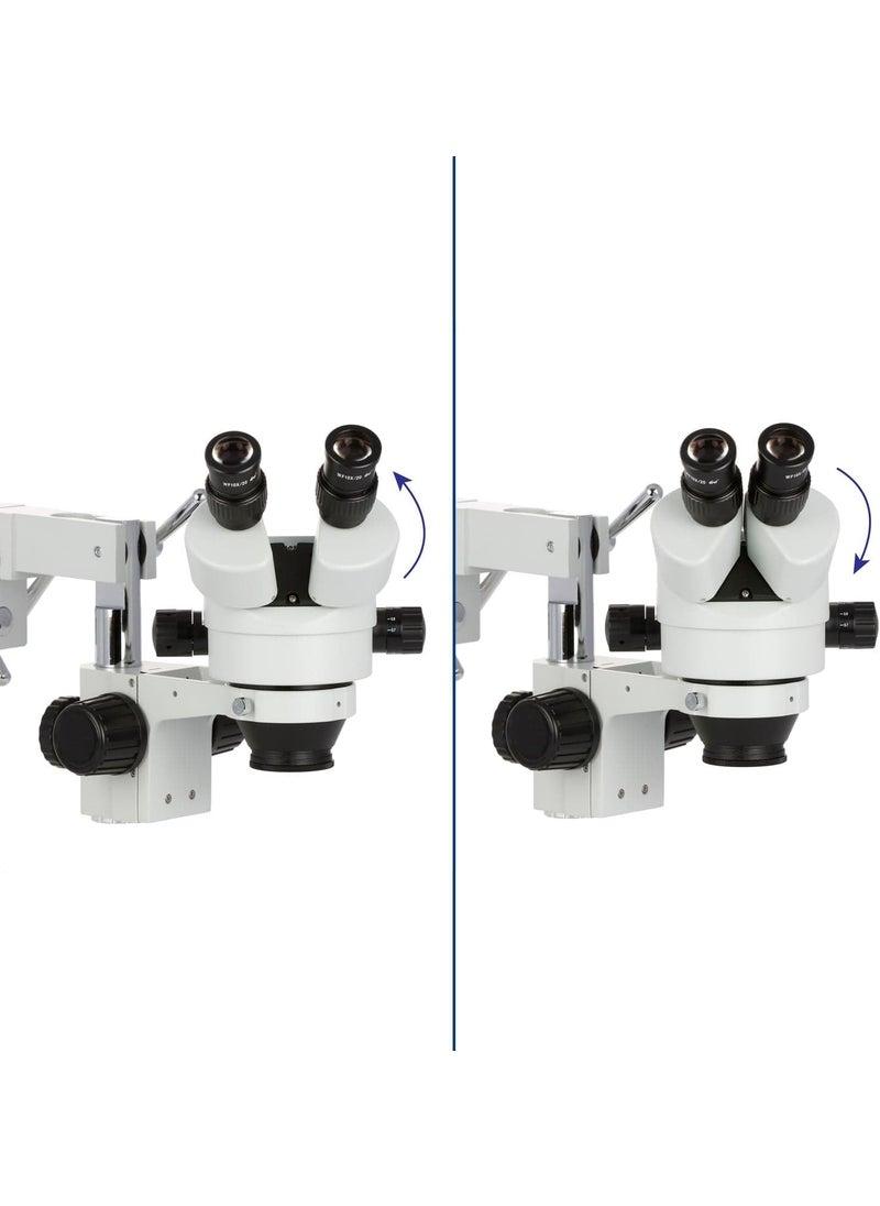 AmScope AmScope SM4BXFRL Professional Binocular Stereo Zoom Microscope WH10x Eyepieces 35X45X Magnification 07X45X Zoom Objective 8W Fluorescent Ring Light DoubleArm Boom Stand 110V120V Includes 05x Barlow Lens  - Image 5