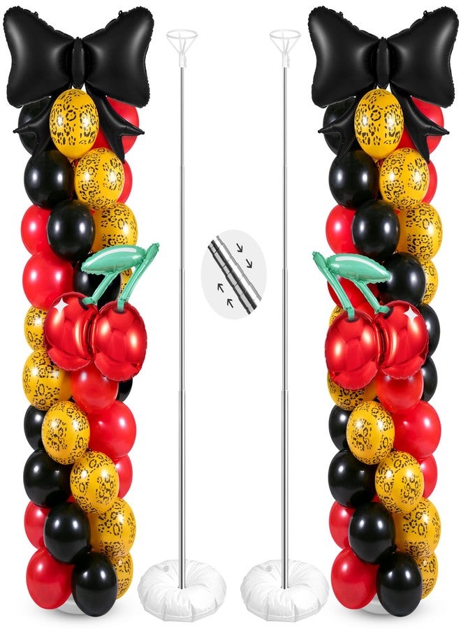 Arrowbash مجموعة أعمدة بالونات بنقشة الفهد من Arrowbash، تتضمن 124 بالونًا أحمر وأسود بنقشة الفهد، مع حامل للأبراج وزينة بنقشة الفهد الأحمر والكرز، مثالية لحفلات توديع العزوبية وأعياد الميلاد وحفلات استقبال المولود الجديد وحفلات البنات. - Image 1