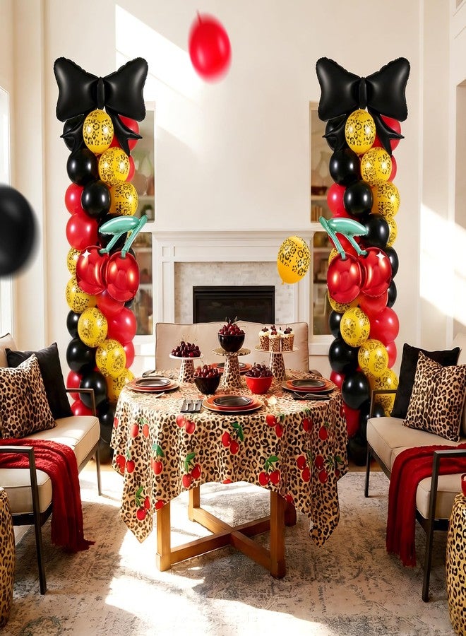 Arrowbash مجموعة أعمدة بالونات بنقشة الفهد من Arrowbash، تتضمن 124 بالونًا أحمر وأسود بنقشة الفهد، مع حامل للأبراج وزينة بنقشة الفهد الأحمر والكرز، مثالية لحفلات توديع العزوبية وأعياد الميلاد وحفلات استقبال المولود الجديد وحفلات البنات. - Image 2