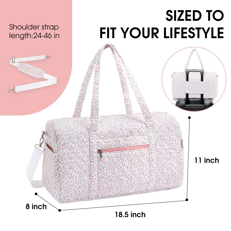 honitty Duffle Bag, Gym Bag for Women, Quilted Duffle Bags, Travel Large Capacity Floral Weekender Bags - Image 2