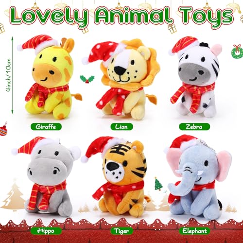 Aoriher 6 Pcs Mini Stuffed Forest Animal Bulk Jungle Animal Plush 4 Inch Plush Elephant Lion Tiger Giraffe Panda for Baby Shower Christmas Birthday Gift Stuffer Themed Party DecorationJoyous - Image 5
