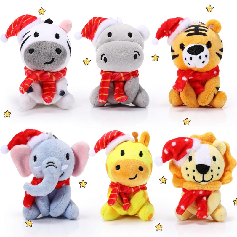 Aoriher 6 Pcs Mini Stuffed Forest Animal Bulk Jungle Animal Plush 4 Inch Plush Elephant Lion Tiger Giraffe Panda for Baby Shower Christmas Birthday Gift Stuffer Themed Party DecorationJoyous - Image 3