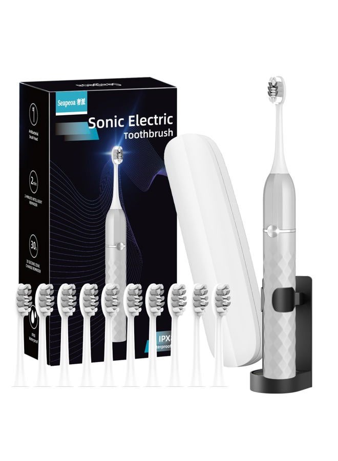 Seapeoa Electric Toothbrush Set, Equipped with 10 Brush Heads and Travel case, IPX8 Waterproof, 2-Minute Timer, 42000 high-Frequency Vibrations, 5 Modes, The First Choice for Gift Giving - Image 1