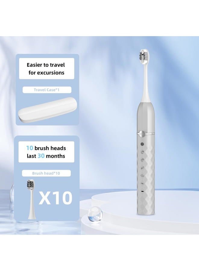 Seapeoa Electric Toothbrush Set, Equipped with 10 Brush Heads and Travel case, IPX8 Waterproof, 2-Minute Timer, 42000 high-Frequency Vibrations, 5 Modes, The First Choice for Gift Giving - Image 2