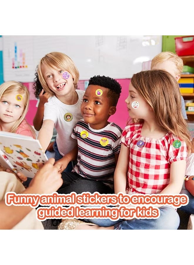 واي جيه ٤ قطع من ملصقات تحفيزية للمعلمين للأطفال والطلاب، ٤ لفات من ملصقات الحيوانات المنزلية التحفيزية بـ ٣٢ تصميمًا - Image 5