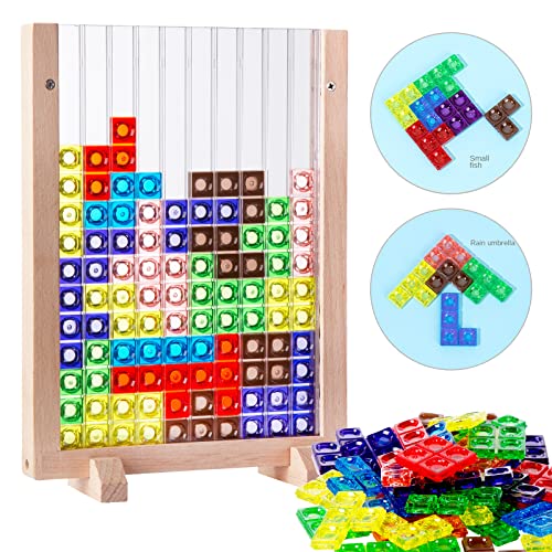 ZHMY Building Blocks Puzzle Game Toy Plastic Brain Teaser Toys with Vertical Wood Frame Russian Stacking Toys for Kids Early Educational Games Montessori Toys for Boys Girls - Image 5
