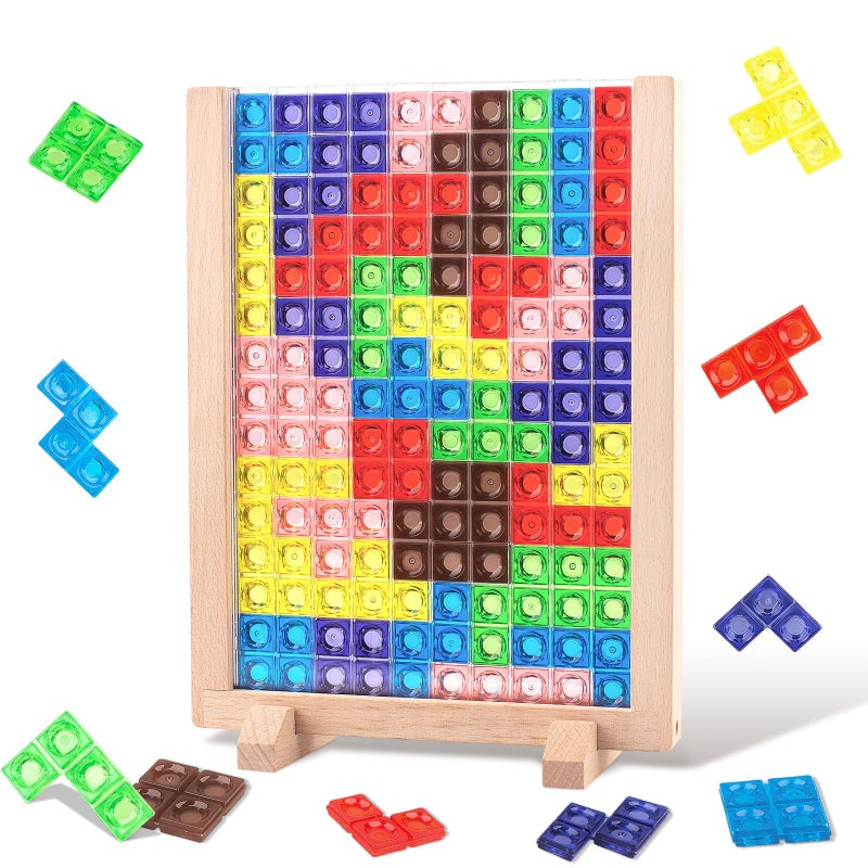 ZHMY Building Blocks Puzzle Game Toy Plastic Brain Teaser Toys with Vertical Wood Frame Russian Stacking Toys for Kids Early Educational Games Montessori Toys for Boys Girls - Image 3