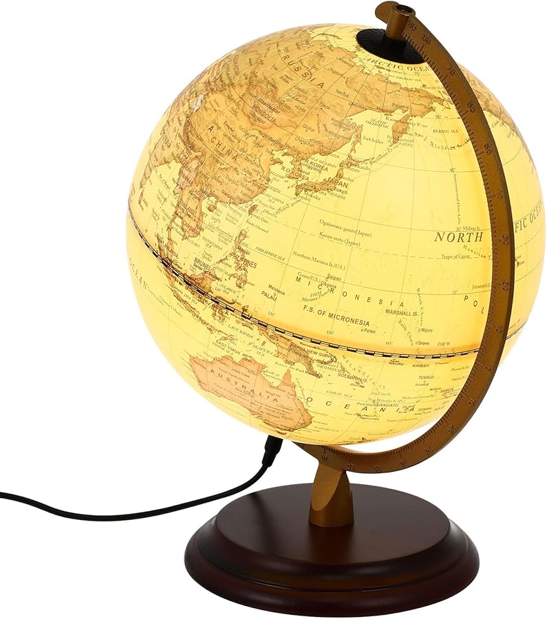 USB Powered Retro Globe Lamp Vintage Style Educational Geography Desk Decor - Image 1