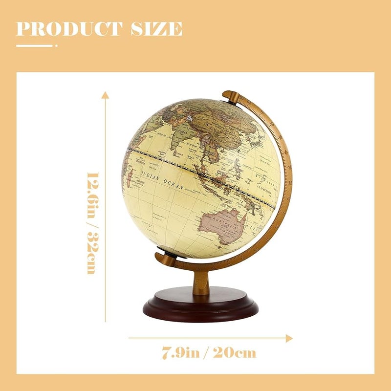 USB Powered Retro Globe Lamp Vintage Style Educational Geography Desk Decor - Image 3