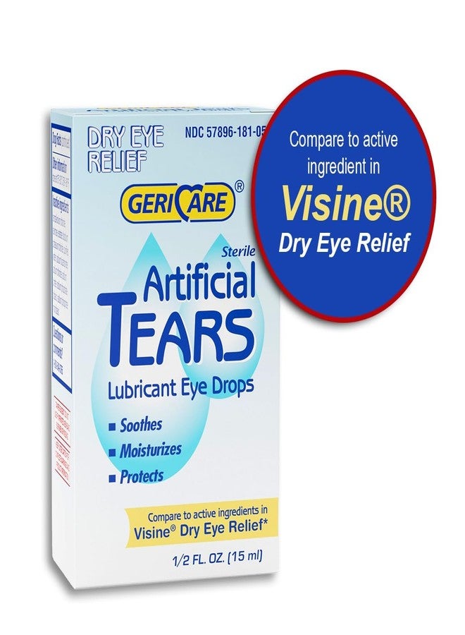 GeriCare Artificial Lubricating Tears, Soothing Eye Hydration Drops - Long Lasting Eye Lubricant Formula, 0.5 fl oz Bottle (15ml) (Pack of 3) - Image 2