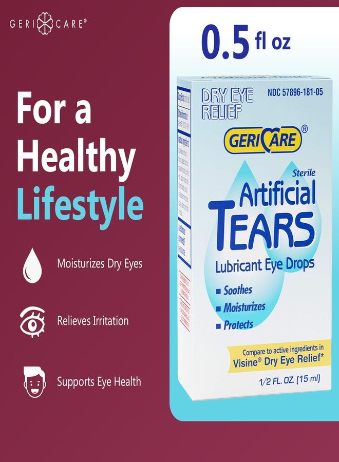 GeriCare Artificial Lubricating Tears, Soothing Eye Hydration Drops - Long Lasting Eye Lubricant Formula, 0.5 fl oz Bottle (15ml) (Pack of 3) - Image 3