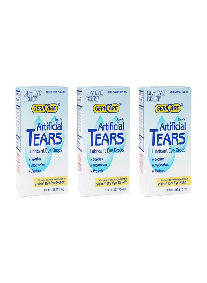 GeriCare Artificial Lubricating Tears, Soothing Eye Hydration Drops - Long Lasting Eye Lubricant Formula, 0.5 fl oz Bottle (15ml) (Pack of 3) - Image 1