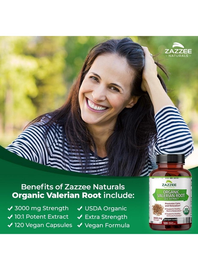 Zazzee USDA Organic Valerian Root 10:1 Extract, 3000 mg Strength, 120 Vegan Capsules, 4 Month Supply, Valeriana officinalis, 10X Potency, 100% Vegetarian, All-Natural, Non-GMO, Made in The USA - Image 4