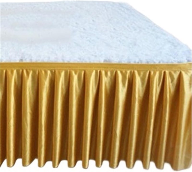 Table Skirt Polyester Pleated Table Skirt Ruffle Tablecloth For Wedding Birthday Party Bridal Shower Banquet Table Decorations(Gold,H50cm x L300cm) - Image 1
