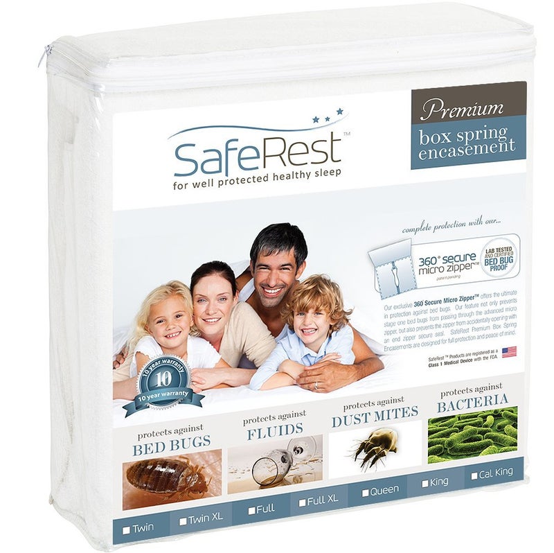 SafeRest Premium Calking 9 Thick Split Box Spring Encasement Waterproof Breathable Noiseless and Vinyl Free Fits Up to 9 Split Calking