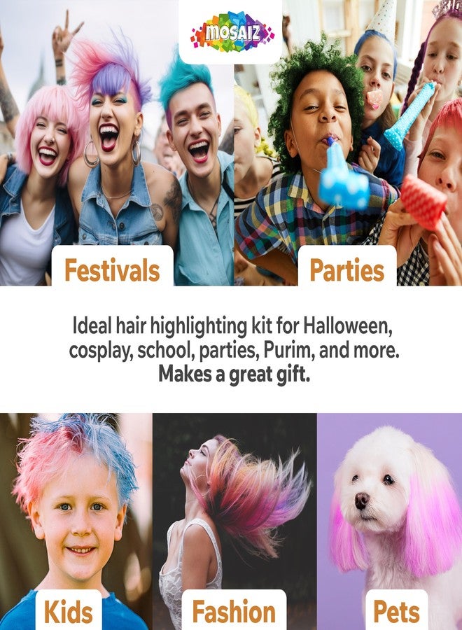 Mosaiz Hair Chalk for Girls and Boys, 10 Pcs Chalk Pens, Washable, Safe Temporary Hair Color for Kids, Teens and Adults, Great Birthday Gift, Great Toy for Kids Age 5 6 7 8 9 10 11 12 13 Years Old - Image 3