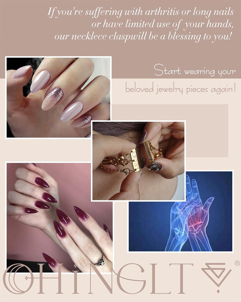 OHINGLT Lucky Necklace Layering Clasps Separator for Stackable,14K Gold and Silver Plated Multiple Necklace Clasps for Women - Image 4