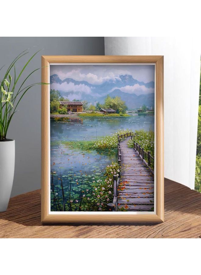Hometown Original Scenery Desktop Decoration Photo Frame Home Decoration Gift Chinese Style Living Room Bedroom Light Luxury Picture Frame Fashion-Color:8 Inches 17*22cm Hot Selling-lw606 Green Shui Renjia  - Image 3