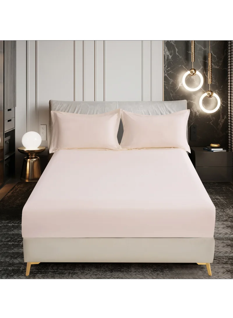 Donetella Bedding Fitted Sheet - Fits 90x190 Cm Bed For Single Bed 2 Pcs (1 Fitted Sheet and 1 Pillowcase) - 30 Cm Deep Pocket - Solid Bed Sheet