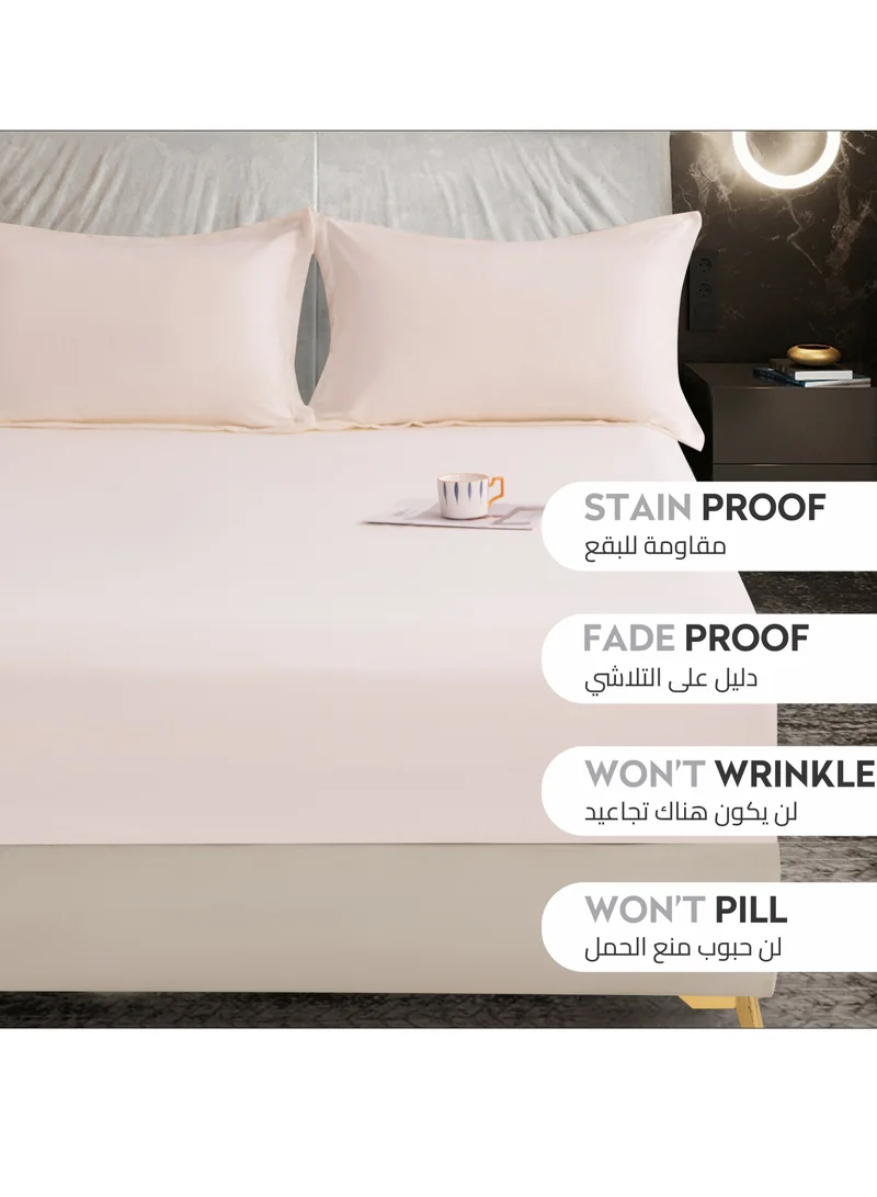 Donetella Bedding Fitted Sheet - Fits 90x190 Cm Bed For Single Bed 2 Pcs (1 Fitted Sheet and 1 Pillowcase) - 30 Cm Deep Pocket - Solid Bed Sheet