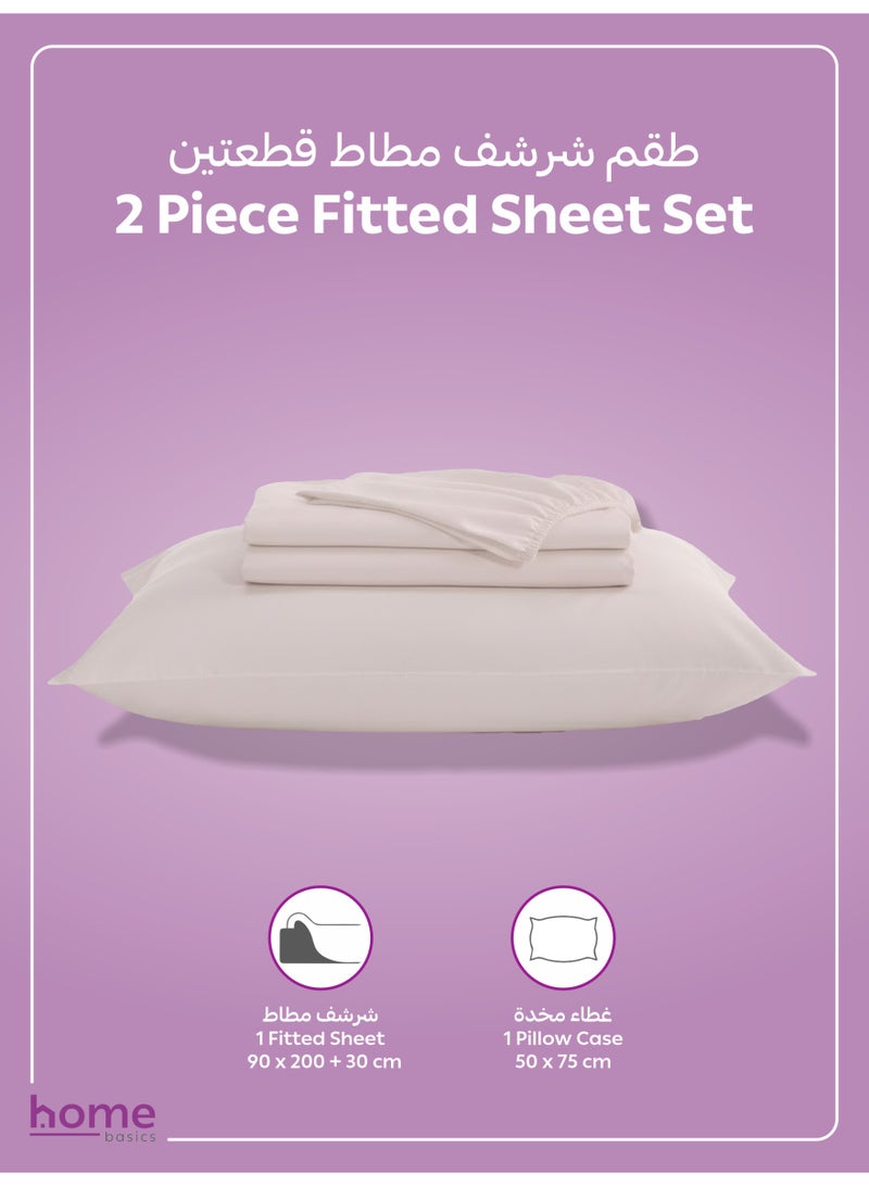 Donetella Bedding Fitted Sheet - Fits 90x200 Cm Bed For Single Bed 2 Pcs (1 Fitted Sheet and 1 Pillowcase) - 30 Cm Deep Pocket - Solid Bed Sheet - Image 3