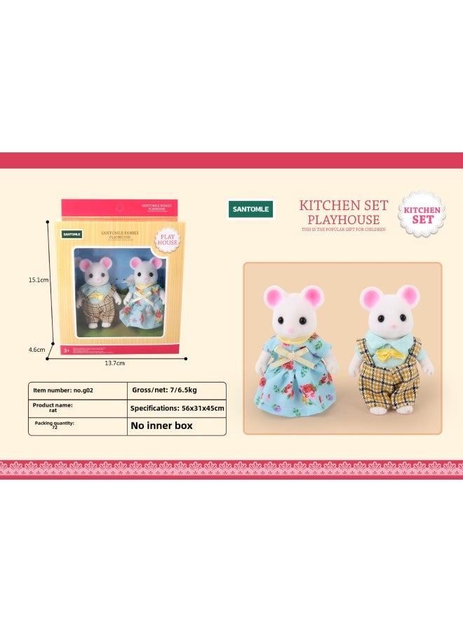 Forest House Light Villa Animal Family Mini Rabbit Girl Play House Model Compatible With Senbei Suit Toys-Specifications:G02 Pair Of Mice  - Image 1