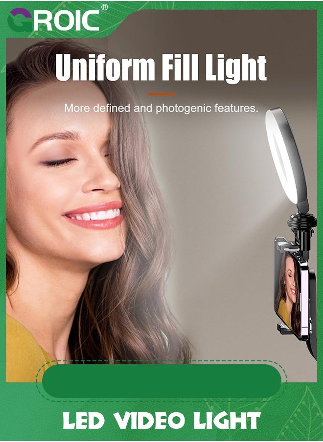 GROIC - LED Video Light, 360° Rotation LED Camera Light, Rechargeable Camera Led Light with Cold Shoe Mounts and 1/4" Interface, 9 Levels of Dimming, Portable Light for Photography, Live, Video Recording - Image 1