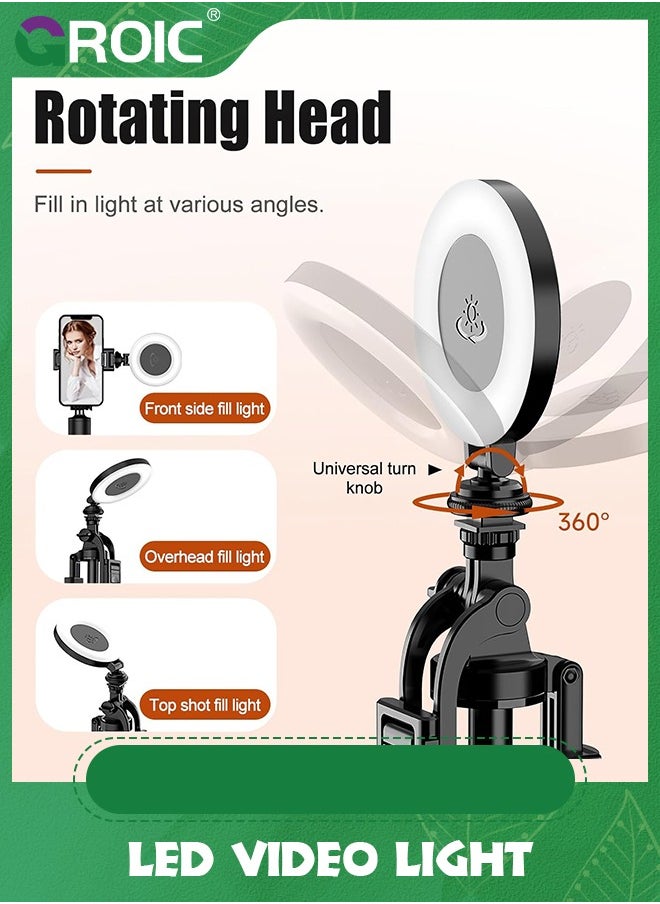 GROIC - LED Video Light, 360° Rotation LED Camera Light, Rechargeable Camera Led Light with Cold Shoe Mounts and 1/4" Interface, 9 Levels of Dimming, Portable Light for Photography, Live, Video Recording - Image 1